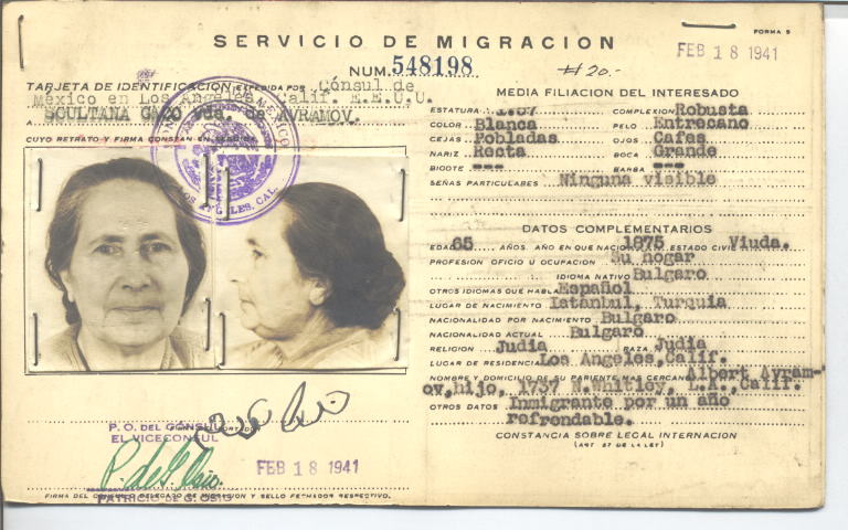 Sultana Avramov Jerusalmy Gaco Vda. de