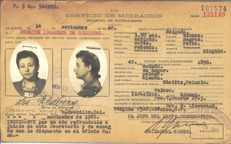 Hermine Goldberg, Israeler de