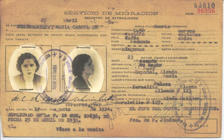 María Schimelmitz, Carpul de