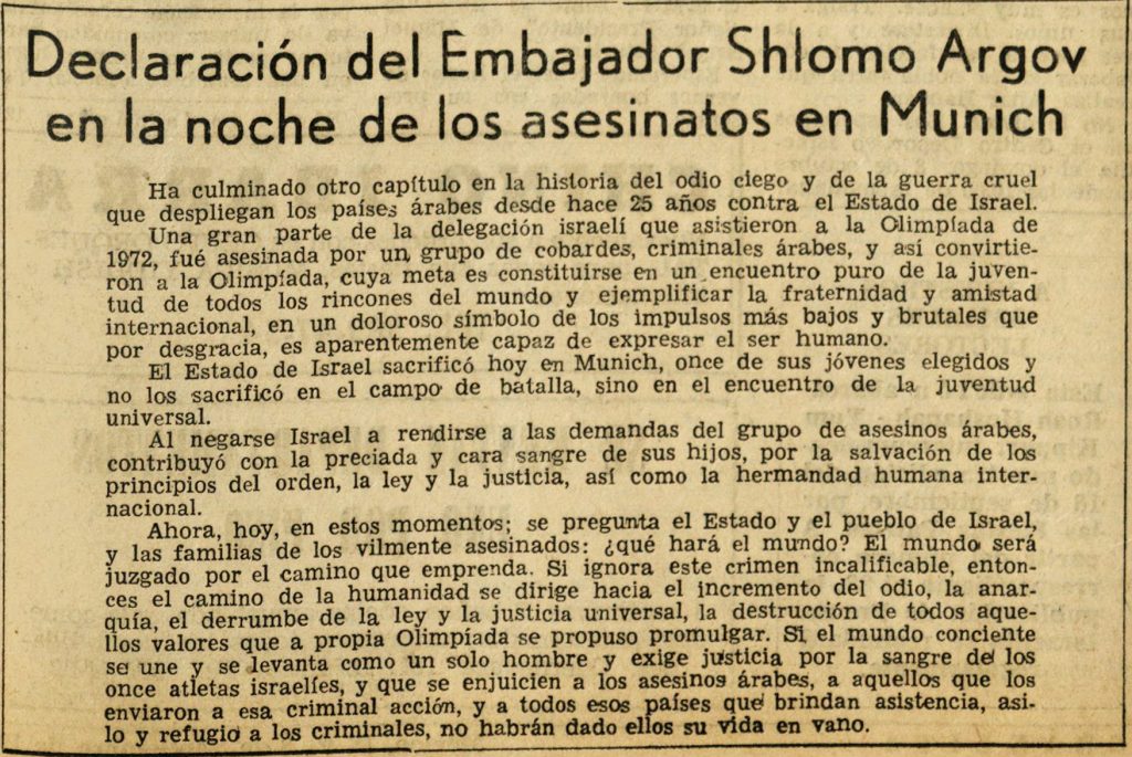 Periódico "Prensa Israelita", 8 de septiembre de 1972. / Hemeroteca CDIJUM.