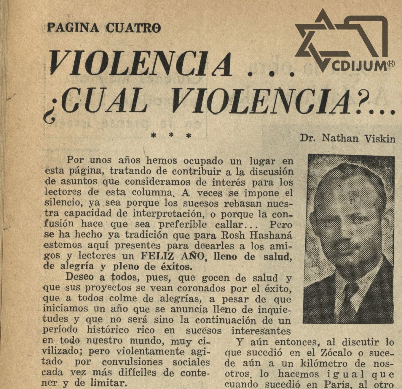 Artículo en Prensa Israelita el 22 de septiembre de 1968