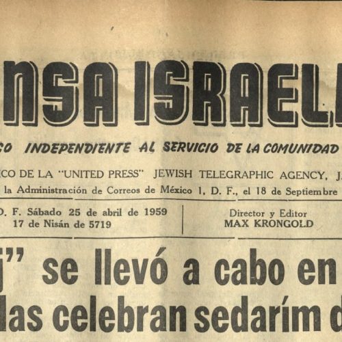 Portada de Prensa Israelita, 25 de abril de 1959